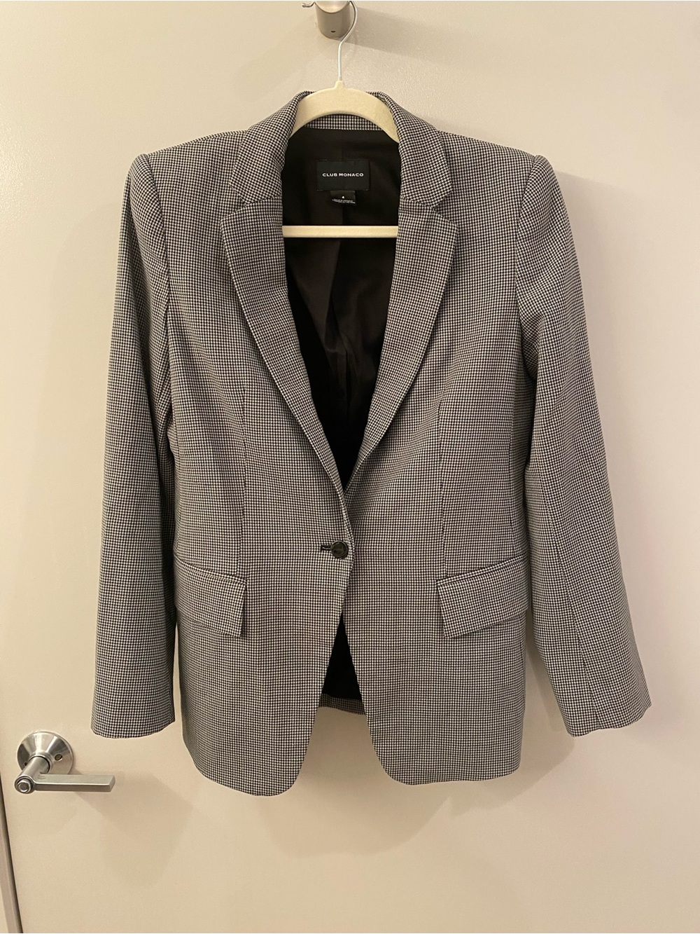 Club Monaco Black & White Houndstooth Blazer - Single-Button